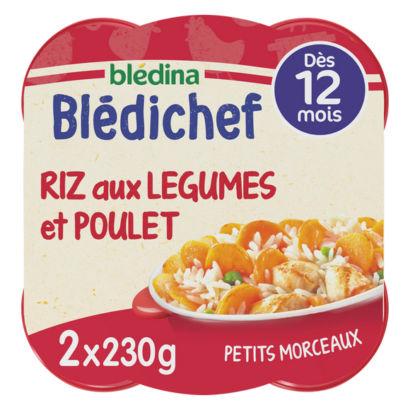 Plats bébé riz aux légumes poulet dès 12 mois BLEDICHEF BLEDINA 2x230g