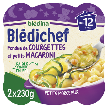 Plats bébé soir courgettes macaronis dès 12 mois BLEDICHEF BLEDINA 2x230g
