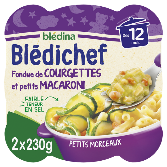 Plats bébé soir courgettes macaronis dès 12 mois BLEDICHEF BLEDINA 2x230g