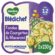 BLEDINA BLEDICHEF - Fondue de courgettes et petits macaronis, dès 12 mois - 2x230g - Repas bébé