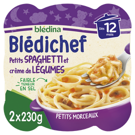 Plats bébé soir spaghetti crème aux légumes dès 12 mois BLEDICHEF BLEDINA 2x230g