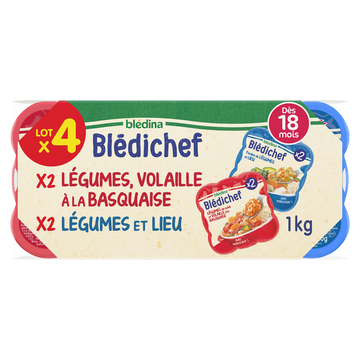 Plats bébé légumes lieu et volaille dès 18 mois BLEDICHEF BLEDINA 4x250g