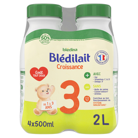 Lait de croissance bébé liquide 3ème âge de 1 à 3 ans BLEDILAIT BLEDINA 4x500ml