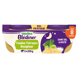 Plats bébé soir soir fondue de poireaux et boulghour dès 8 mois BLEDINER BLEDINA 2x200g