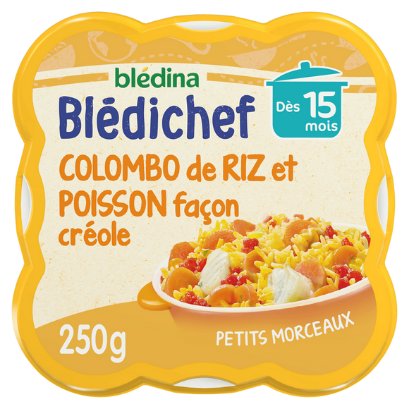 Plat bébé colombo de riz poisson dès 15 mois BLEDICHEF BLEDINA 250g