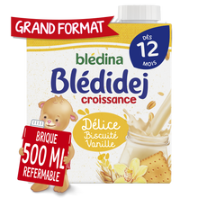 BLEDINA BLEDIDEJ - Lait et céréales bébé biscuité vanille, dès 12 mois- 50cl