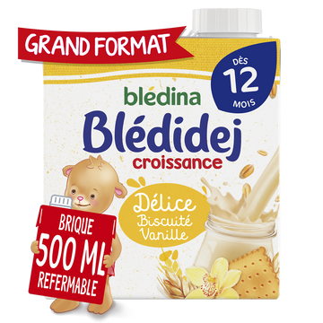 BLEDINA BLEDIDEJ - Lait et céréales bébé biscuité vanille, dès 12 mois- 50cl