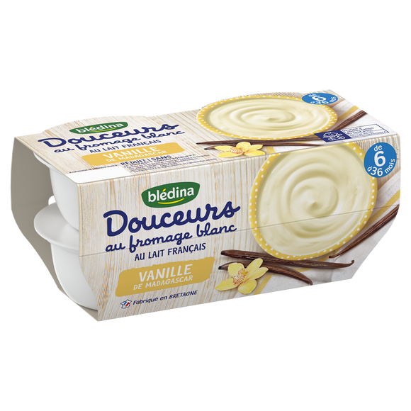 Desserts bébé au fromage blanc vanille dès 6 mois BLEDINA 4x100g