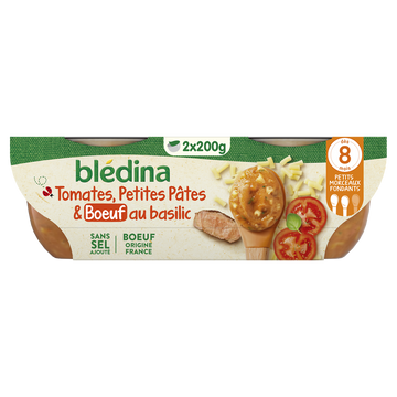 Plats bébé tomates cuisinées pâtes boeuf dès 8 mois BLEDINA 2x200g
