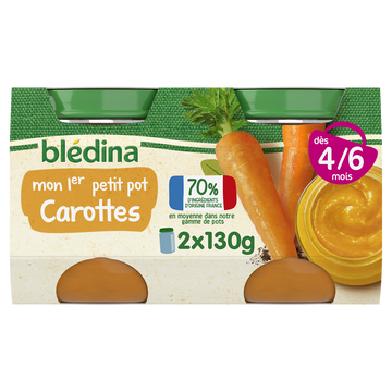Petits pots bébé carottes dès 4 mois BLEDINA 2x130g