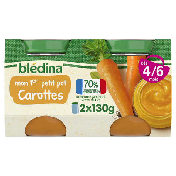 Petits pots bébé carottes dès 4 mois BLEDINA 2x130g