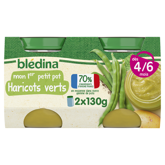 Petits pots bébé haricots verts dès 4 mois BLEDINA 2x130g