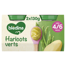 BLEDINA - Plat bébé du midi Haricots verts, dès 4 mois - 2x130g