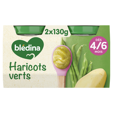 BLEDINA - Plat bébé du midi Haricots verts, dès 4 mois - 2x130g