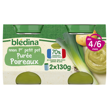 Petits pots bébé purée poireaux dès 4 mois BLEDINA 2x130g