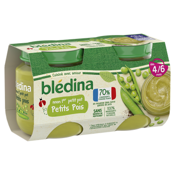 Petits pots bébé petits pois dès 4 mois BLEDINA 2x130g