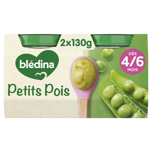 BLEDINA - Petits pois, dès 4 mois - 2x130g