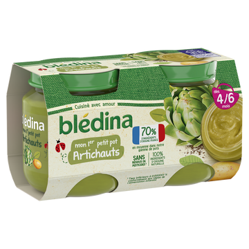 Petits pots bébé artichauts dès 4 mois BLEDINA 2x130g