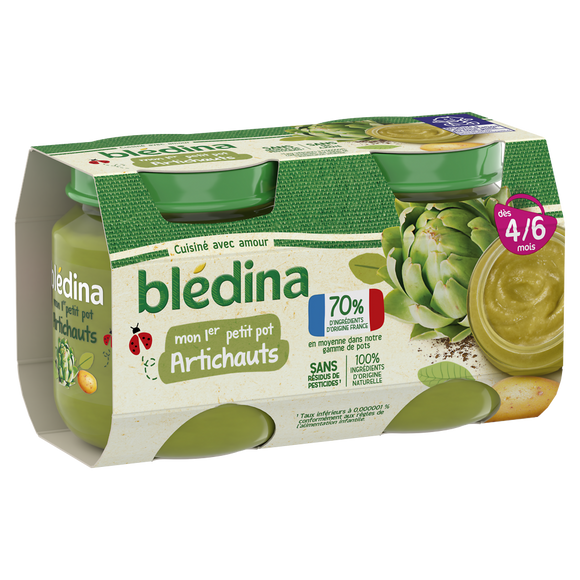 Petits pots bébé artichauts dès 4 mois BLEDINA 2x130g