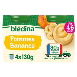 Petits pots bébé aux fruits pommes bananes dès 4 mois BLEDINA 4x130g