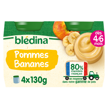 Petits pots bébé aux fruits pommes bananes dès 4 mois BLEDINA 4x130g