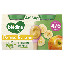 BLEDINA - Dessert bébé Pommes Bananes, dès 4 mois - 4x130g
