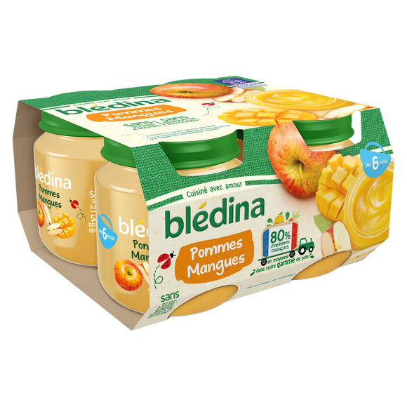 Petits pots bébé aux fruits pommes mangues dès 6 mois BLEDINA 4x130g
