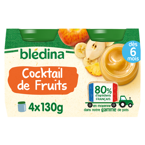 Petits pots bébé aux fruits dès 6 mois BLEDINA 4x130g