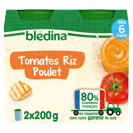 Petits pots bébé tomate riz poulet dès 6 mois BLEDINA 2x200g