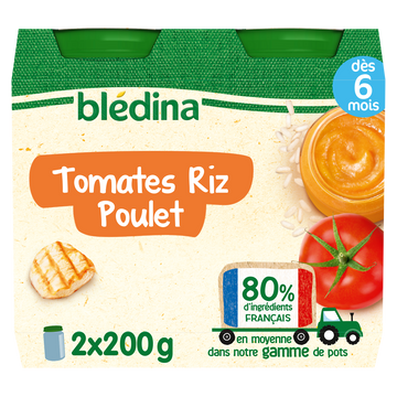 Petits pots bébé tomate riz poulet dès 6 mois BLEDINA 2x200g