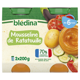 Petits pots bébé mousseline de ratatouille dès 6 mois BLEDINA 2x200g