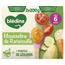 BLEDINA BLEDICHEF - Mousseline de Ratatouille, de 6 à 12 mois - 2x200g- Petits pots bébé