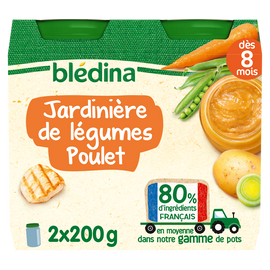 Petits pots bébé aux légumes poulet dès 8 mois BLEDINA 2x200g