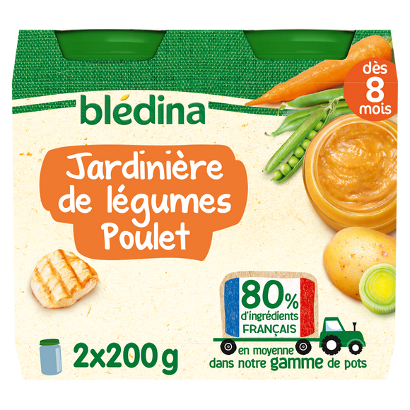 Petits pots bébé aux légumes poulet dès 8 mois BLEDINA 2x200g