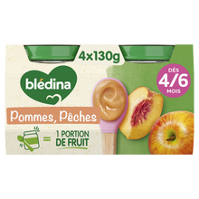 BLEDINA - Dessert bébé Pommes Pêches, dès 4 mois - 4x130g