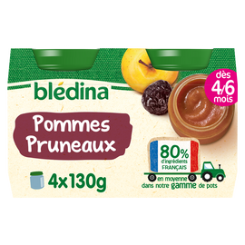 Petits pots bébé aux fruits pommes pruneaux dès 4 mois BLEDINA 4x130g
