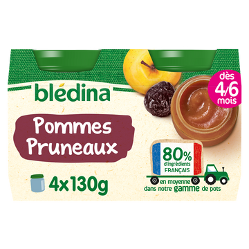 Petits pots bébé aux fruits pommes pruneaux dès 4 mois BLEDINA 4x130g