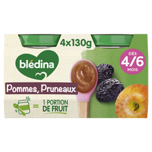 BLEDINA - Dessert bébé Pommes pruneaux, dès 4 mois - 4x130g