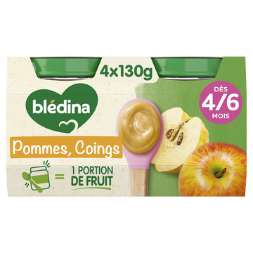 Pots fruits pommes coings dès 4/6 mois BLEDINA 4x130g