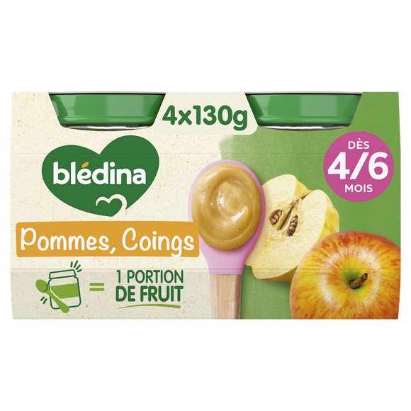 Pots fruits pommes coings dès 4/6 mois BLEDINA 4x130g