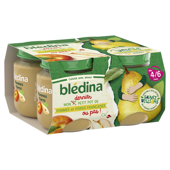 Petits pots bébé aux fruits pommes poires dès 4 mois BLEDINA 4x130g