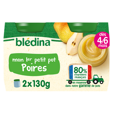 Petits pots bébé aux fruits poires williams dès 4 mois BLEDINA 2x130g