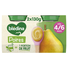 BLEDINA - Dessert bébé Poire Williams, dès 4 mois - 2x130g