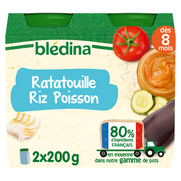 Petits pots bébé ratatouille riz poisson dès 8 mois BLEDINA 2x200g