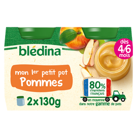 Petits pots bébé aux fruits pommes dès 4 mois BLEDINA 2x130g