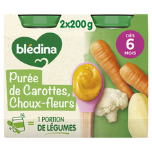 BLEDINA - Purée Carottes Choux-fleurs, de 6 à 12 mois - 2x200g