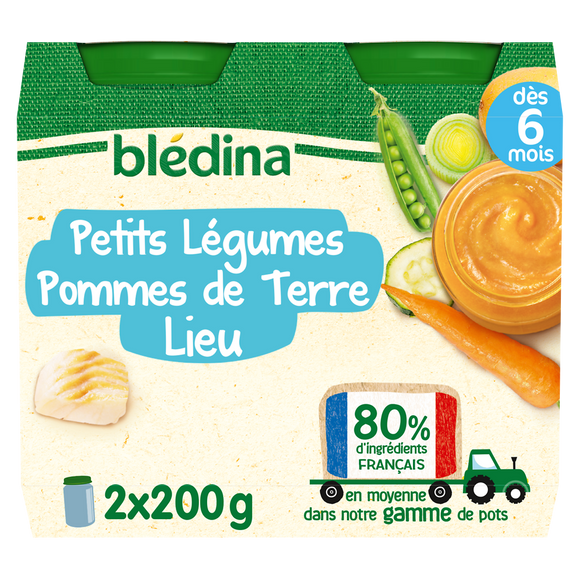 Petits pots bébé légumes pommes de terre colin lieu dès 6 mois BLEDINA2x200g