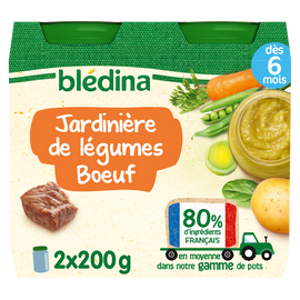 Petits pots bébé aux légumes boeuf dès 6 mois BLEDINA 2x200g