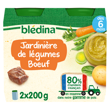 Petits pots bébé aux légumes boeuf dès 6 mois BLEDINA 2x200g