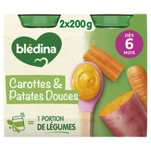 BLEDINA - Purée carottes patates douces, de 6 à 12 mois - 2x200g